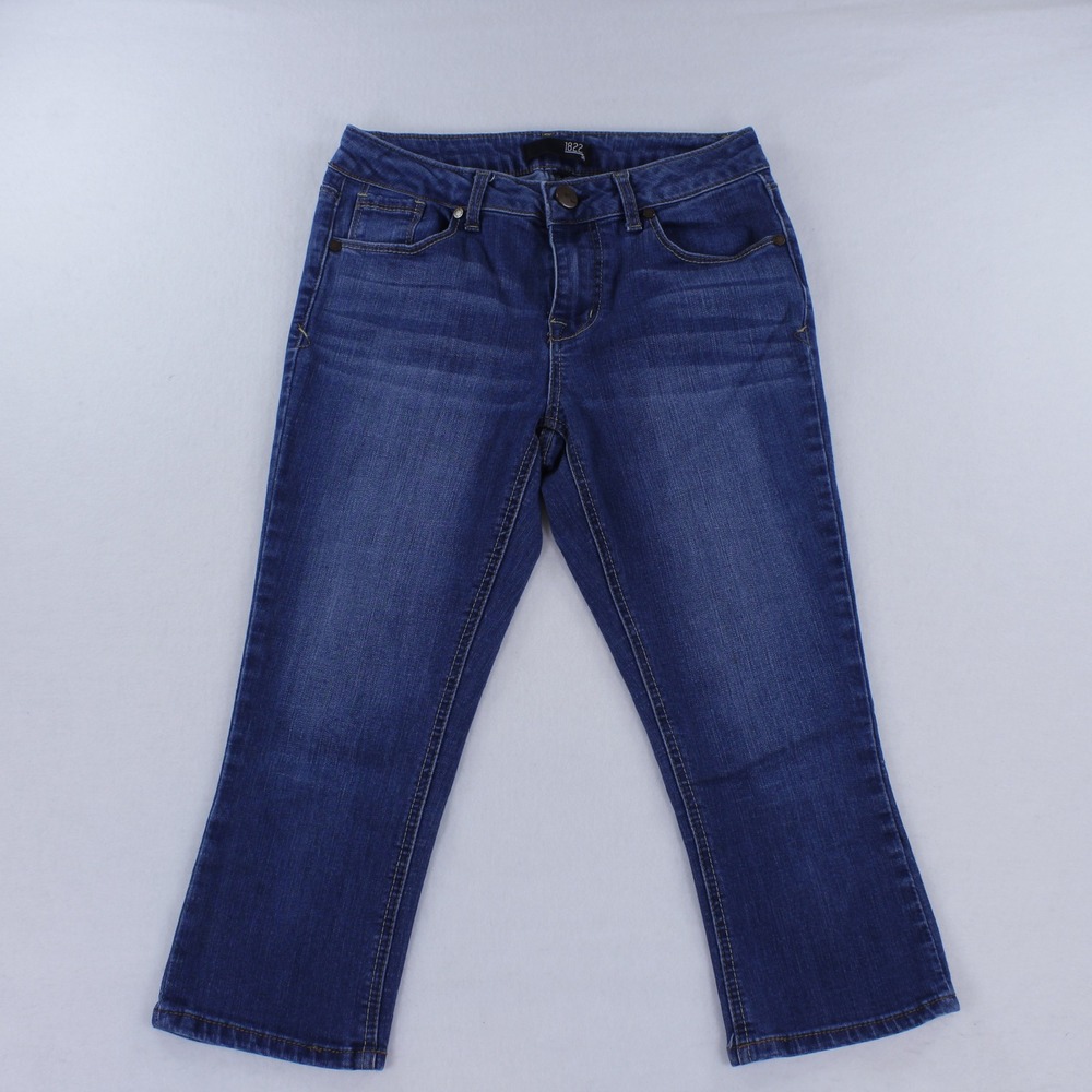 1822 Denim Women's Cropped Skinny Jeans Size 4 Medium Wash Stretch Denim Capri